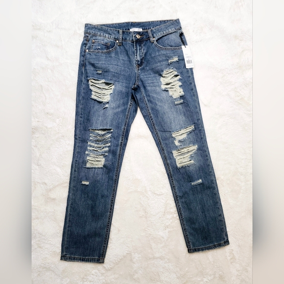 Dex Ripped Blue Fadewash Straight Leg Jeans. Womans Size 27. - Picture 8 of 16